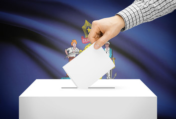 Ballot box with national flag on background - Maine