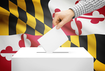 Ballot box with national flag on background - Maryland