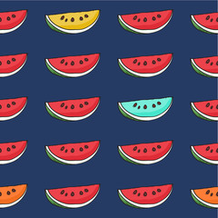 Watermelon seamless hand drawn pattern.