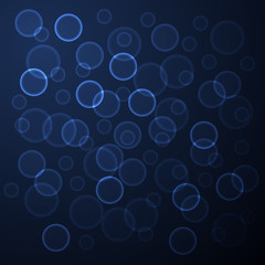 Blue Bubble Background Glitter Lights Abstract Winter. Vector