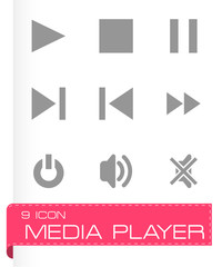 Vector media player icon set