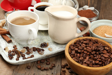 Fresh coffee with several ingredients
