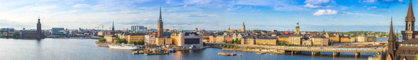 Fototapeta na wymiar Ppanorama of the Old Town (Gamla Stan) in Stockholm, Sweden