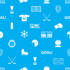 ice hockey sport icons blue and white seamless pattern eps10