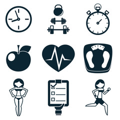 Sport Fitness and Health isolated icons set