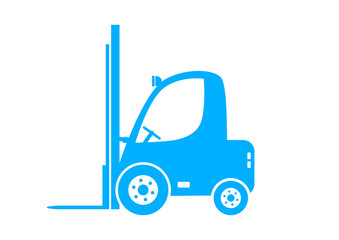 Blue forklift truck on white background