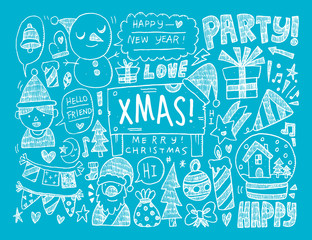 Fototapeta na wymiar Doodle Christmas background