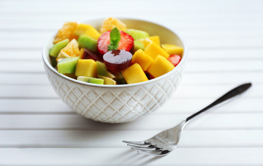 Fruit salad on table