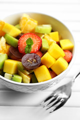 Fruit salad on table