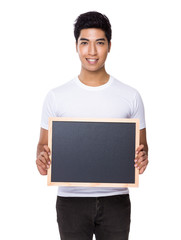 Man hold with chalkboard