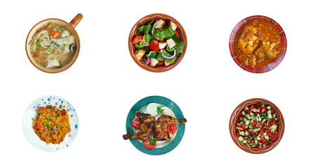 Food set oriental Middle East cuisine.collage