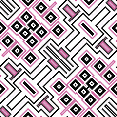 Seamless geometric pattern in black and pink