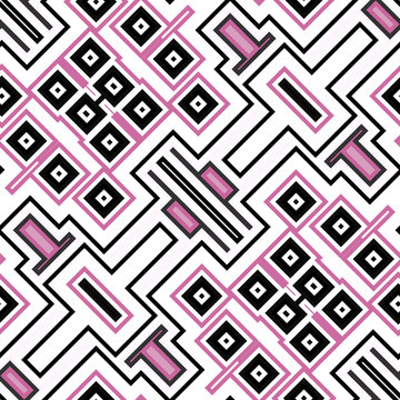 Seamless geometric pattern in black and pink