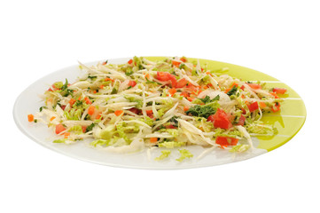 cabbage salad on a white background