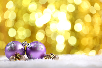 Christmas balls on bright background