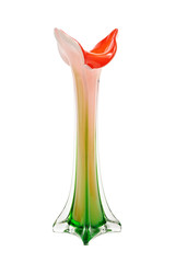 vase of colored glass on a white background