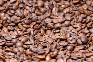 Brown coffee beans for background and texture
