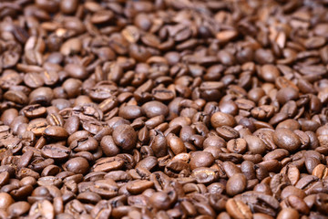 Brown coffee beans for background and texture