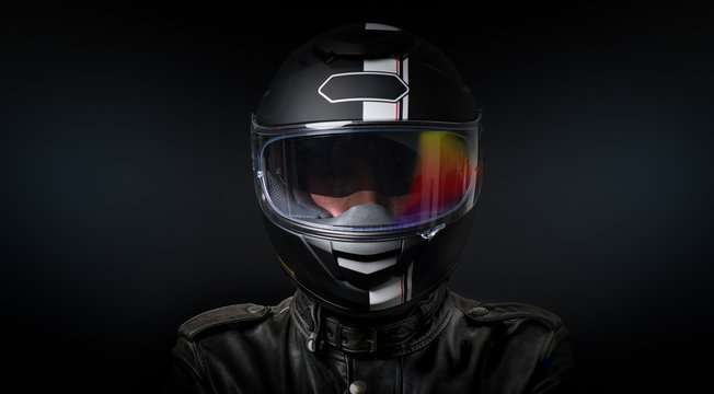 Motard et casque