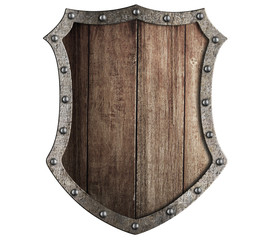 medieval wooden shield isolated