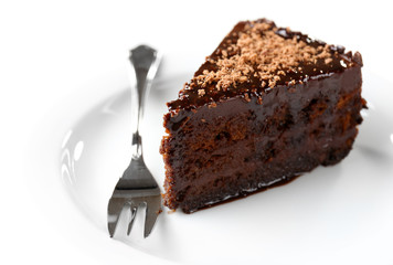 Yummy chocolate cake close-up