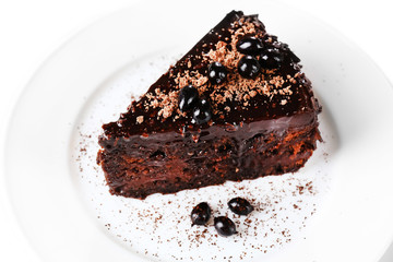 Yummy chocolate cake, close-up