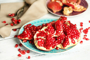 Beautiful composition with juicy  pomegranate seeds,