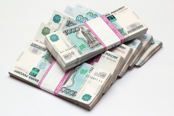 Obraz na płótnie Canvas Packs Russian to one thousand rouble banknotes
