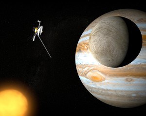 Satellite Europa, luna di Giove, spazio sonda voyager - obrazy, fototapety, plakaty
