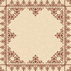beige floral background with victorian ornament - vector