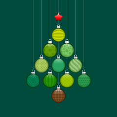 Christmas Tree Hanging Xmas Balls Green/Silver