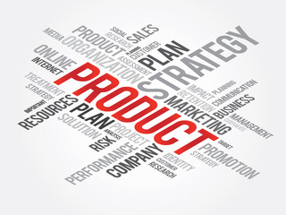 Word Cloud with Product related tags, vector business concept