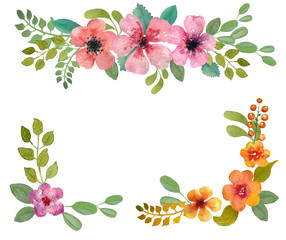 Watercolor floral wreath. - 73792940