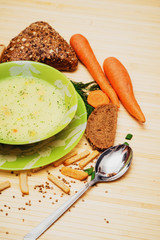 soup with dill and bread