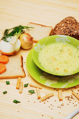 soup with dill and bread