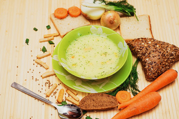 soup with dill and bread