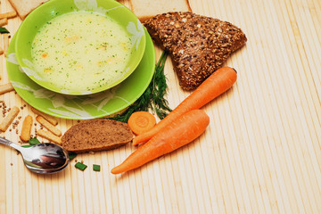 soup with dill and bread
