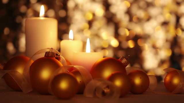 Christmas Candles and Balls. Changing Light