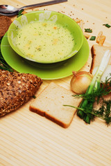 soup with dill and bread