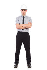 Engineer posing with hands in pockets