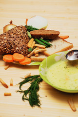 soup with dill and bread