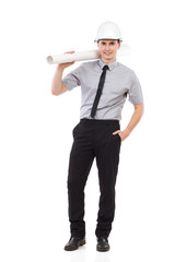 Architect posing with paper roll