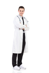 Male doctor waiting with arms crossed