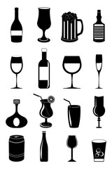 Alcohol drinks icons set