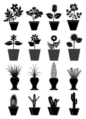 Flower pot icons set