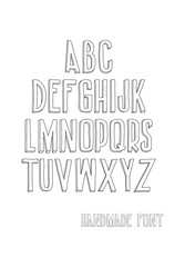Letters of the alphabet written with a hand