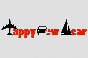 Happy New Year trasporti - obrazy, fototapety, plakaty