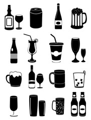 Alcohol drinks wine beer icons set