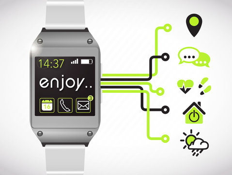 montre connect&eacute;e : applis (vert)