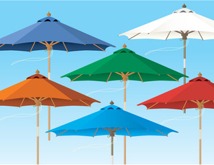 Obraz na płótnie Canvas Market Beach Umbrellas